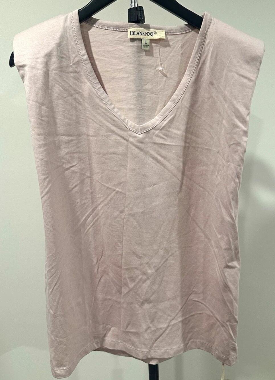 Blank NYC Women’s Pink Solid V-Neck Sleeveless Pullover Tank Top Size L